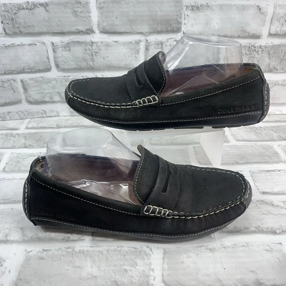 Cole Haan Wyatt Penny Men's Size 7 M Black Leather Suede Driver Loafer